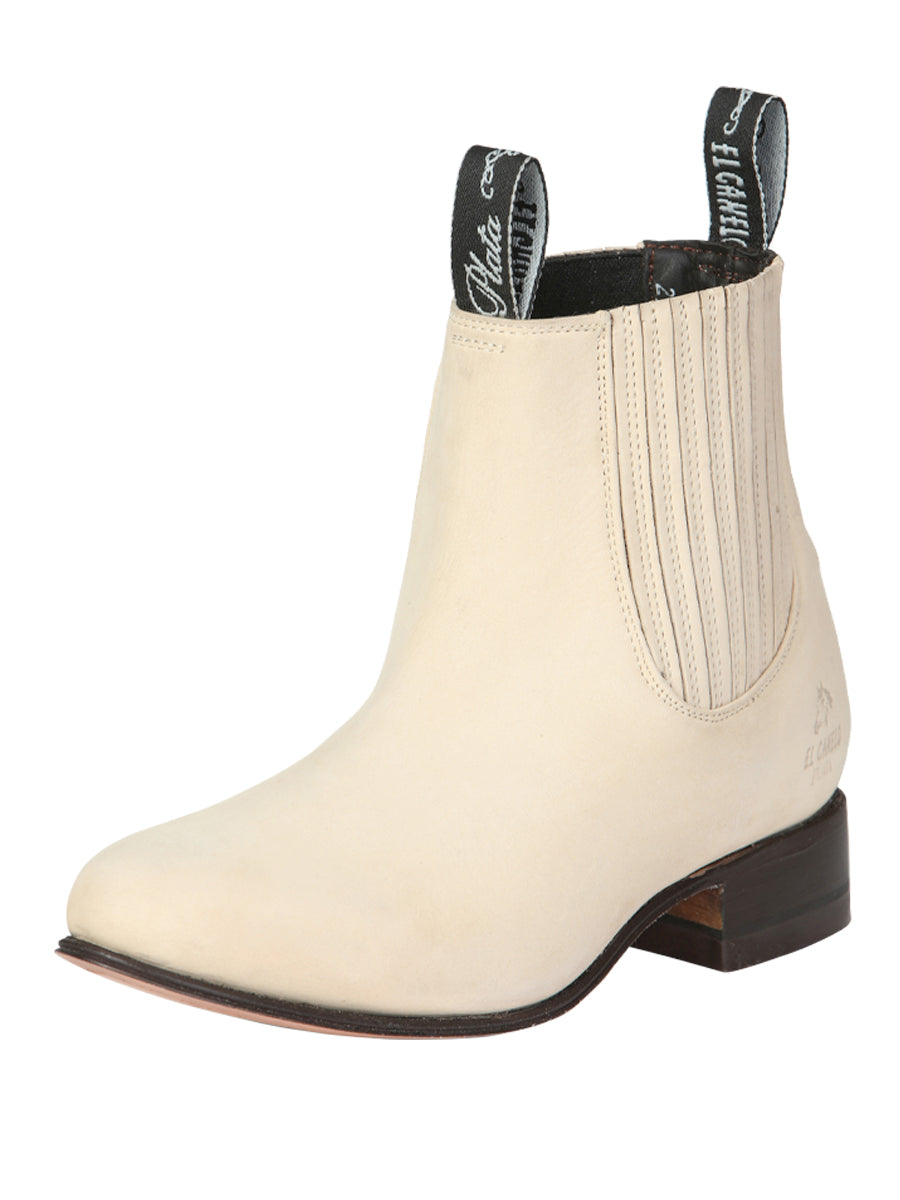 Bota Vaquera Charra El General Gamuza para Hombre - Hueso