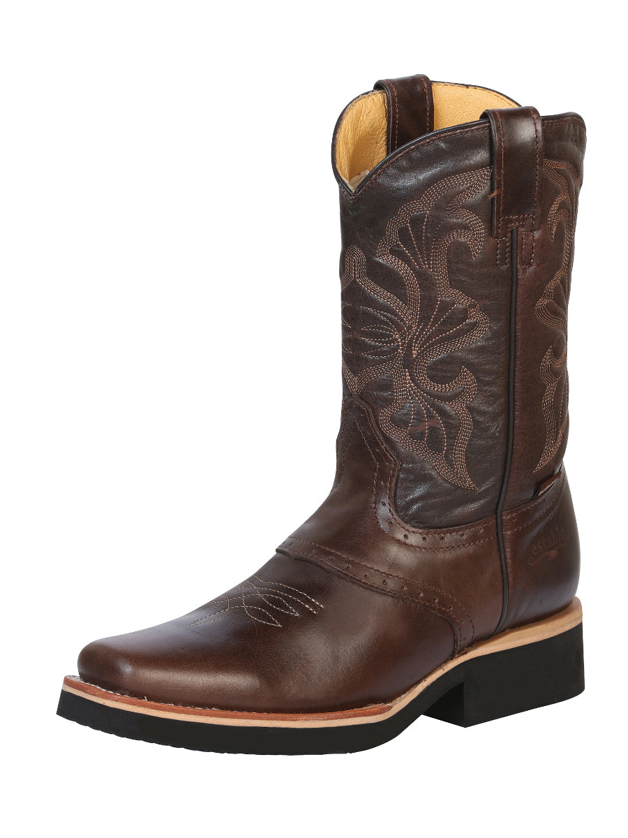Establo Caballero Rodeo Bota de Trabajo - Rustic Piel In Café Dallas 33557