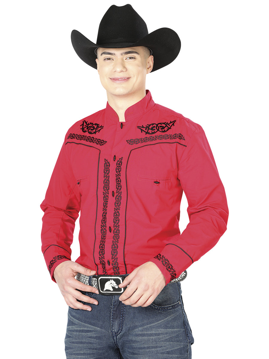 Camisa Charra M/ Larga El General Chc060 65% Poliester 35% Algodon Rojo 40786