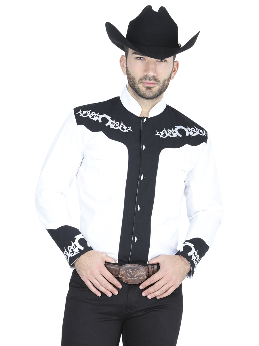 Camisa Charra Manga Larga El General Chc063 65% Poliester 35% Algodon Blanco 40792
