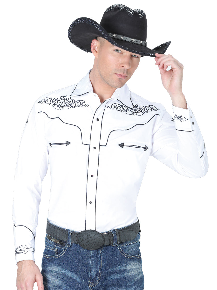 Camisa Vaquera M/ Larga El General Mch-02-03 65% Poliester 35% Algodon Blanco 40984