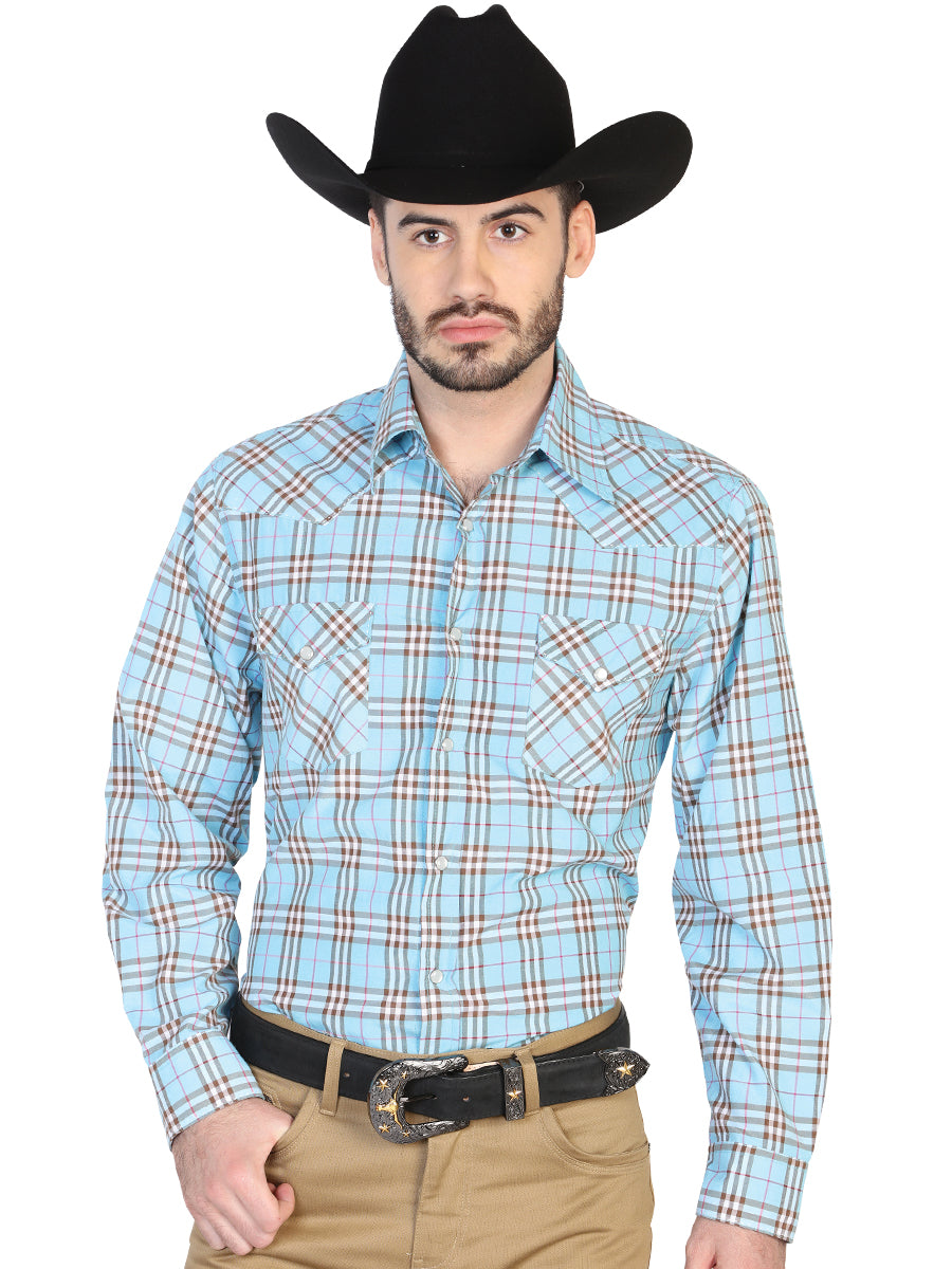 Camisa Vaquera Manga Larga El General 2019-124 55% Algodón 45%Polyester Azul Claro/Negro 42565