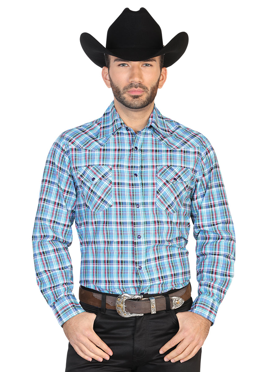 Camisa Vaquera Manga Larga El General 2019-125 55% Algodón 45%Polyester Verde/Rosa 42566