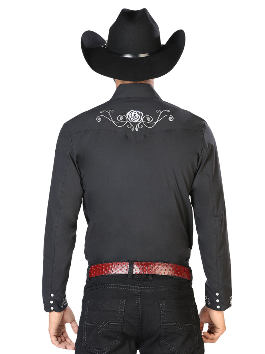el General Bordado Vaquero Camisa Negro/blanco 42937