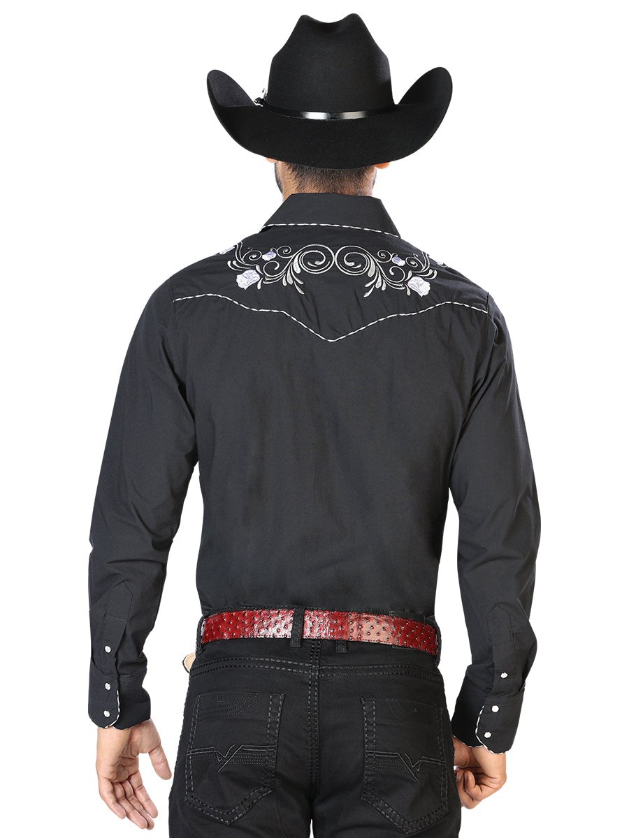 el General Bordado Vaquero Camisa Negro/blanco 42940