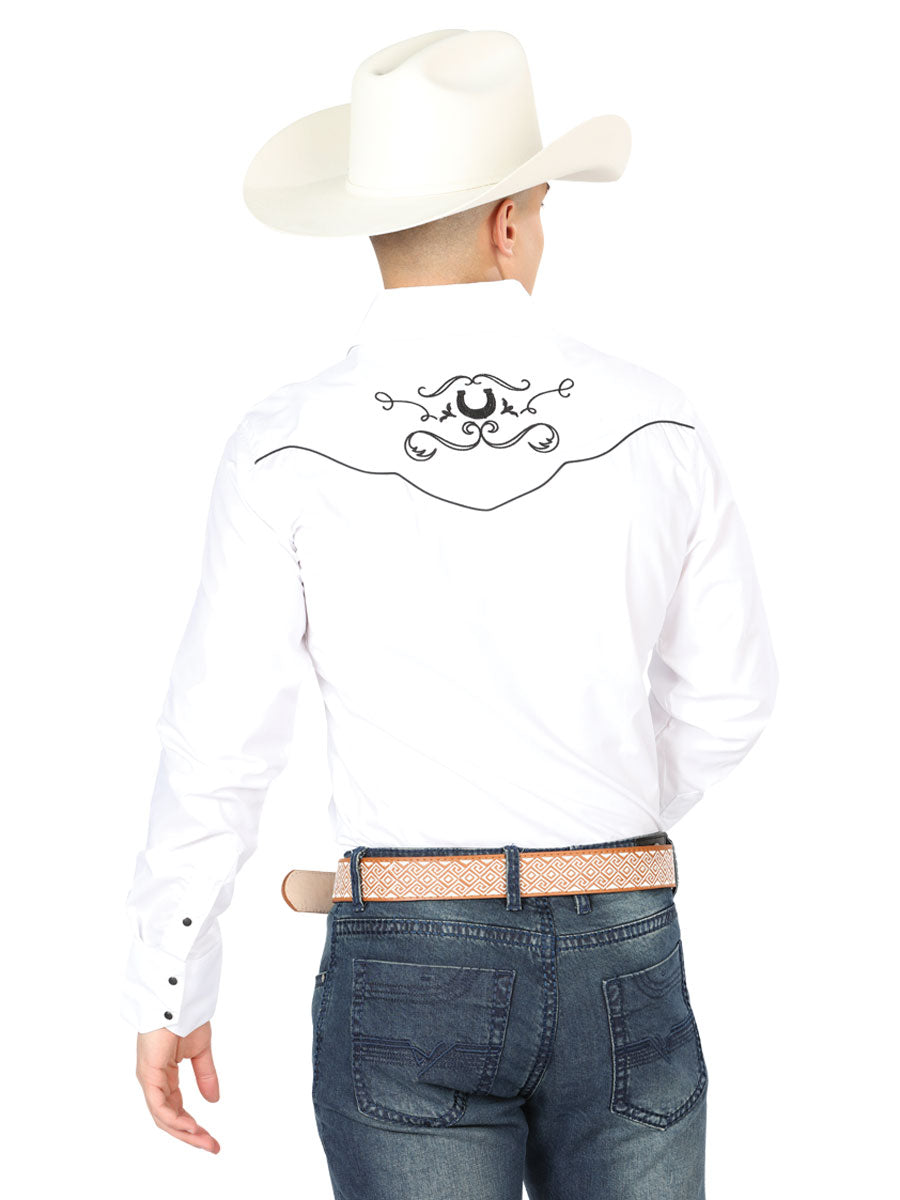 el General Bordado Vaquero Camisa Blanco/negro 42946