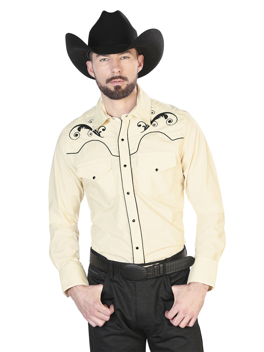 el Señor de los Cielos Bordado Camisa Beige/negro 42960