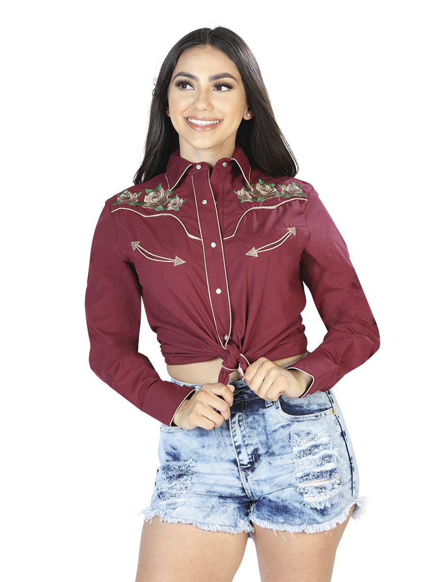 Camisa Vaquera Long Manga El Senor De Los Cielos Mc061907 65% Poliéster 35% Algodon Vino 42965