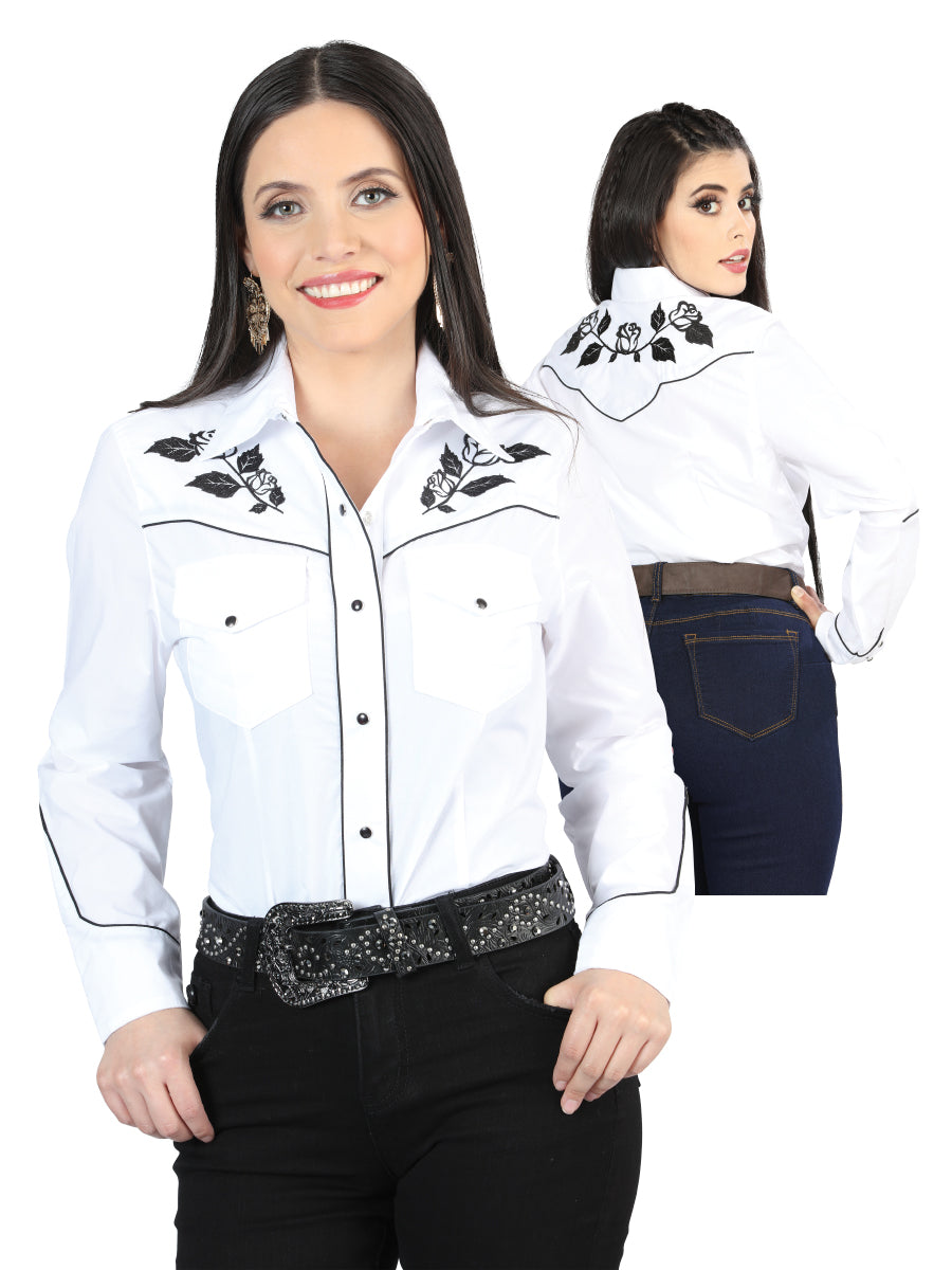 Camisa Vaquera M/ Larga El Senor De Los Cielos Mc061920 65% Poliester 35% Algodon Blanco 42970