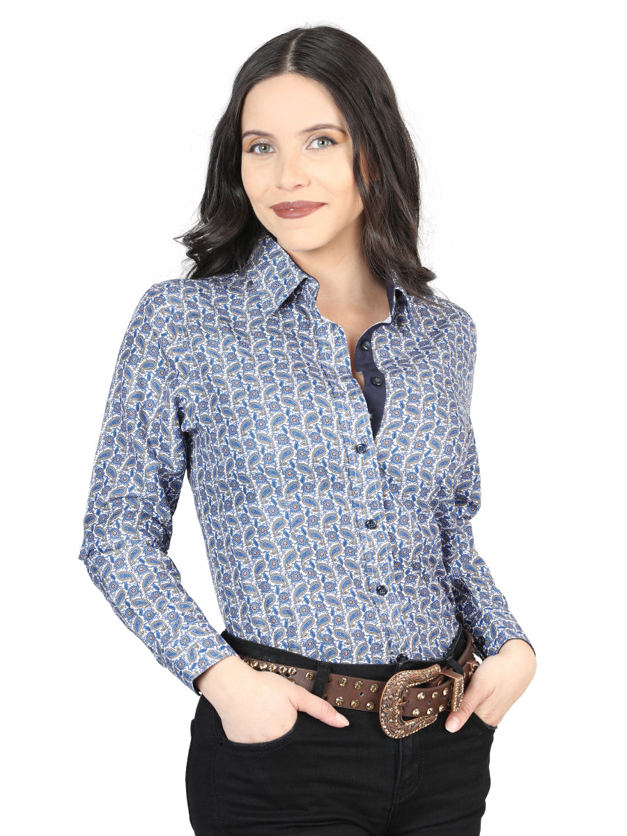 Camisa Casual Dama El Senor De Los Cielos Ea000902 100% Polyester Azul/Navy 43014