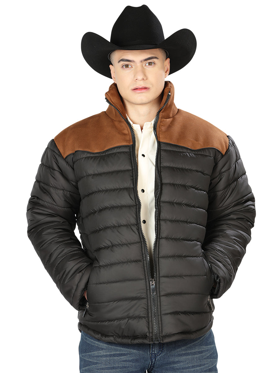 Chamarra El General No.7 Tela/Terciopelo Negro/Tan 43326