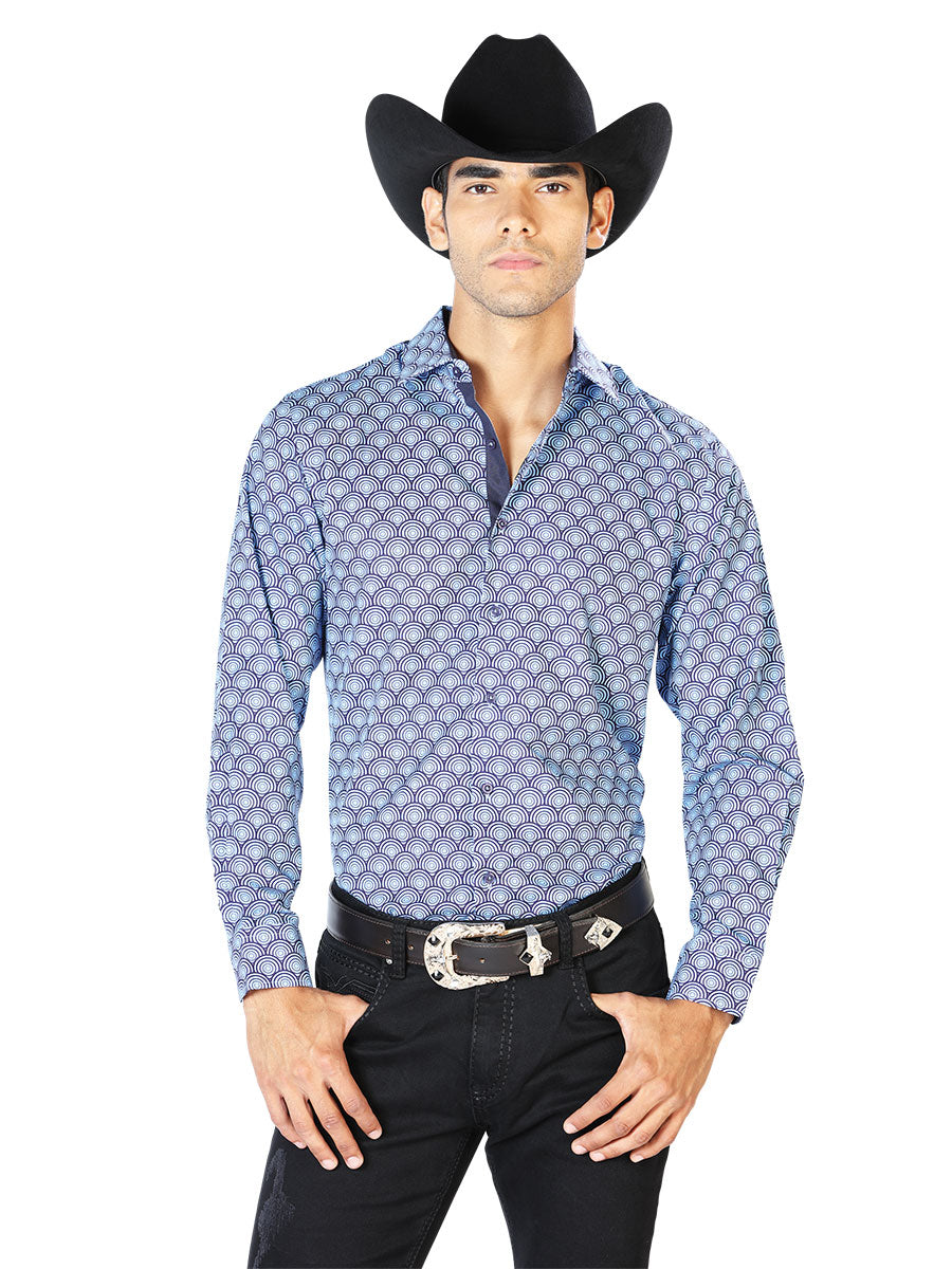 Camisa Casual Manga Larga El Señor De Los Cielos Wh-045 97% Poliéster 3% Elastano Azul 43544