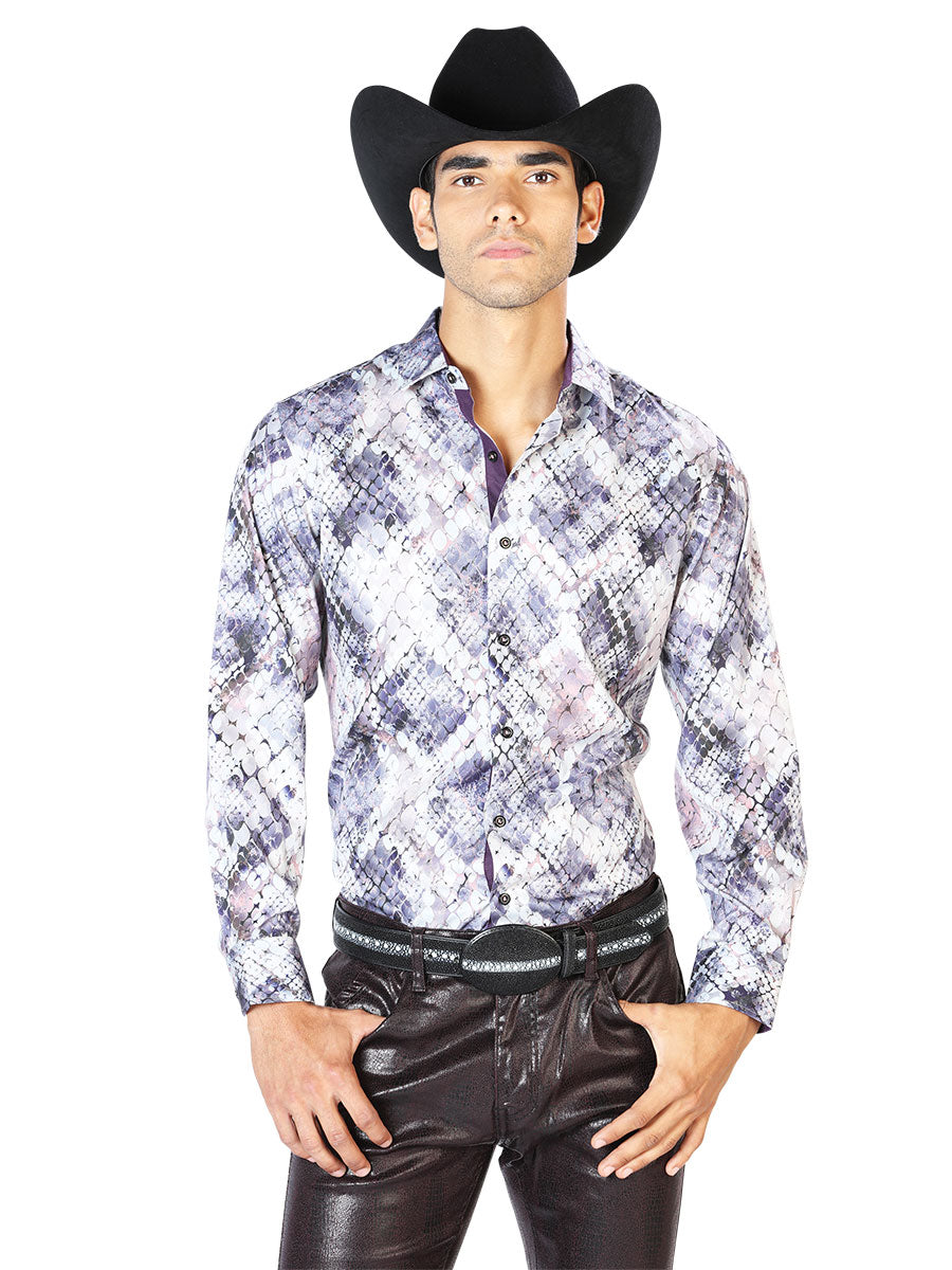 Camisa Casual Manga Larga El Señor De Los Cielos Wh-049 97% Poliéster 3% Elastano Beige 43549