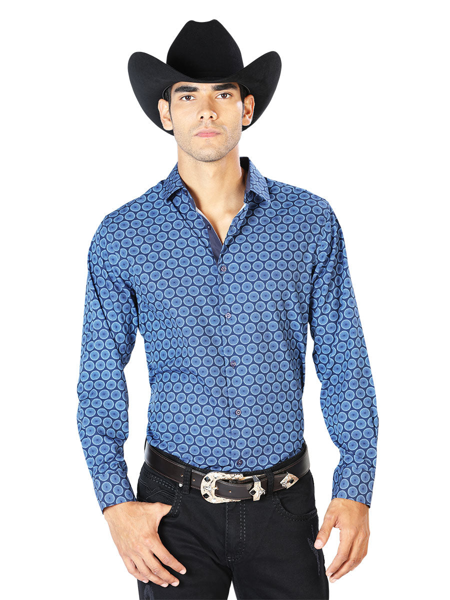 Camisa Casual Manga Larga El Señor De Los Cielos Wh-046 97% Poliéster 3% Elastano Azul Marino 43550