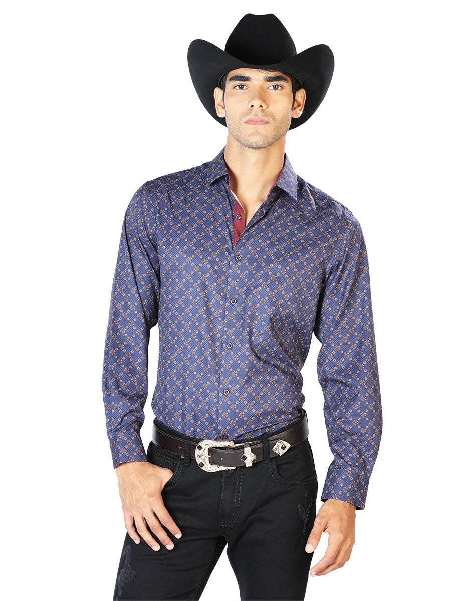 Camisa Casual Manga L El Señor De Los Cielos Wh-032 97% Poliester 3% Elastano Azul 43553