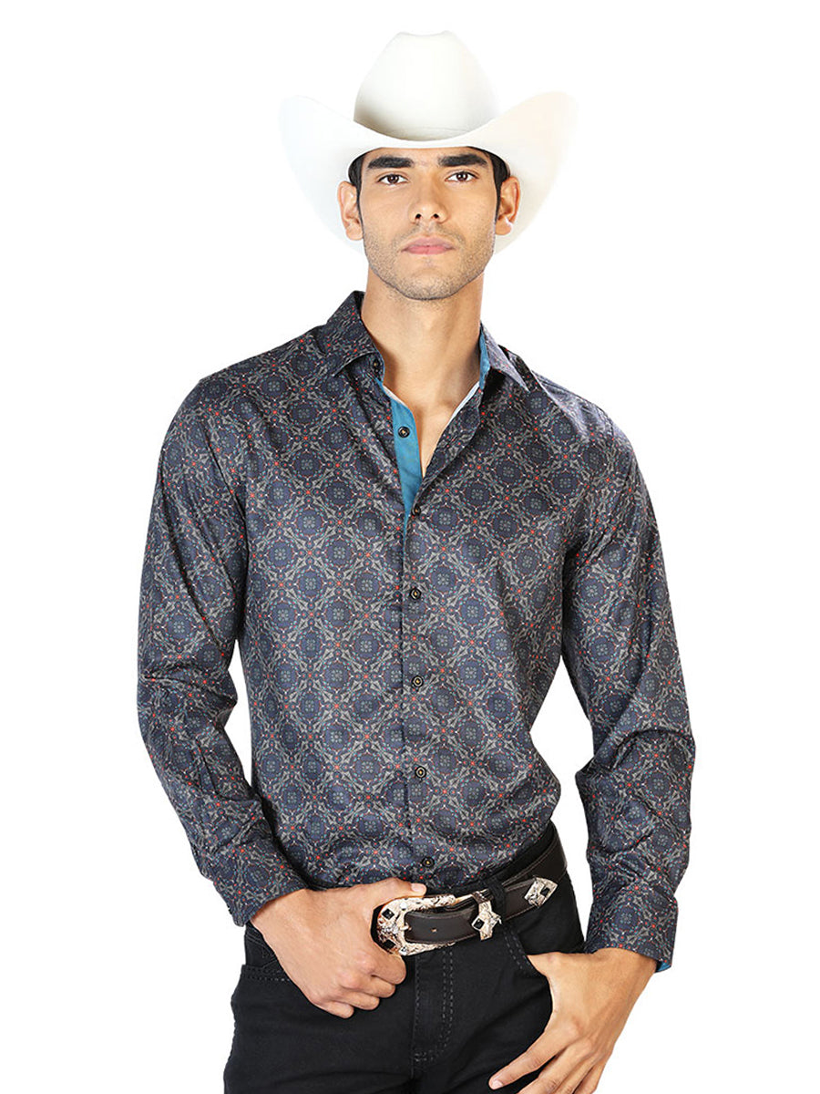 Negro y Dorado Lcasual Manga Larga Camisa 43556