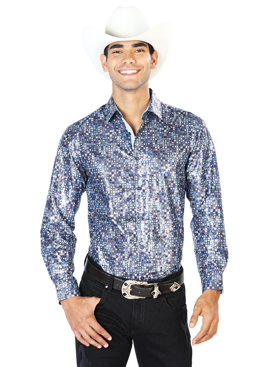Camisa Casual Manga Larga El Señor De Los Cielos Wh-022 97% Poliéster 3% Elastano Azul Marino 43565