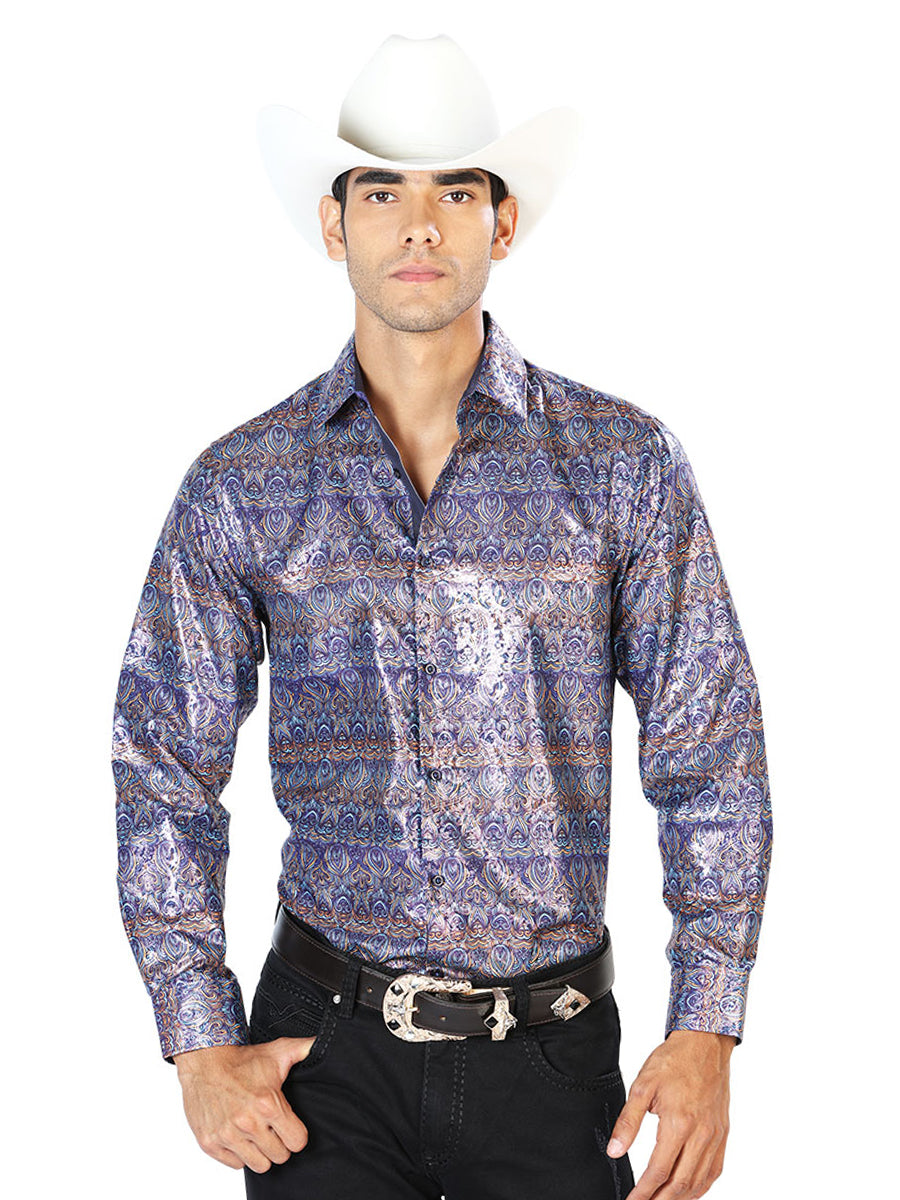 Camisa Casual Manga Larga El Señor De Los Cielos Wh-023 97% Poliéster 3% Elastano Azul Marino 43567