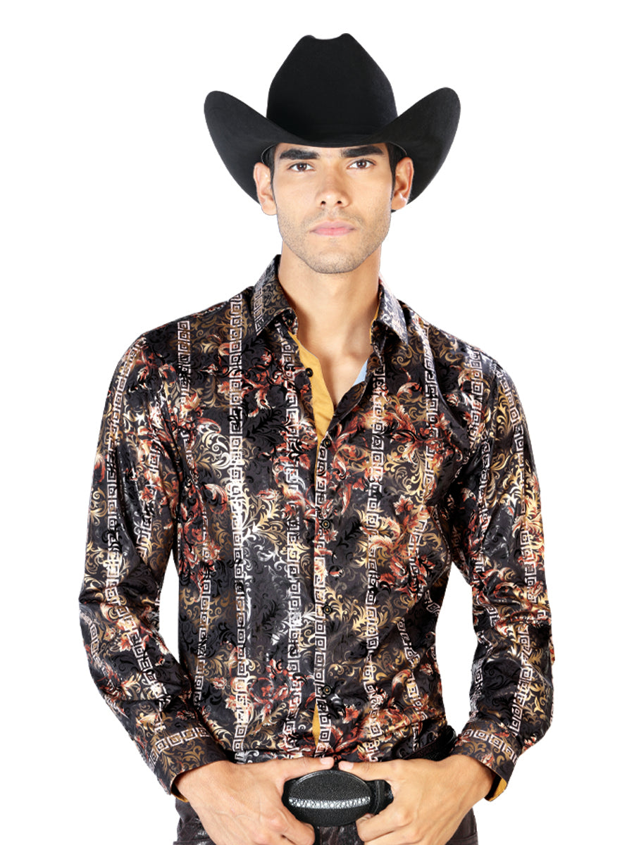 Camisa Casual Manga L El Señor De Los Cielos Wh-104 97% Poliéster 3% Elastano Negro/oro 43568