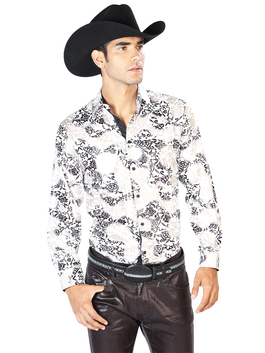 Camisa Casual Manga L El Señor De Los Cielos Wh-231 97% Poliester 3% Elastano Marfil/Oro 43571