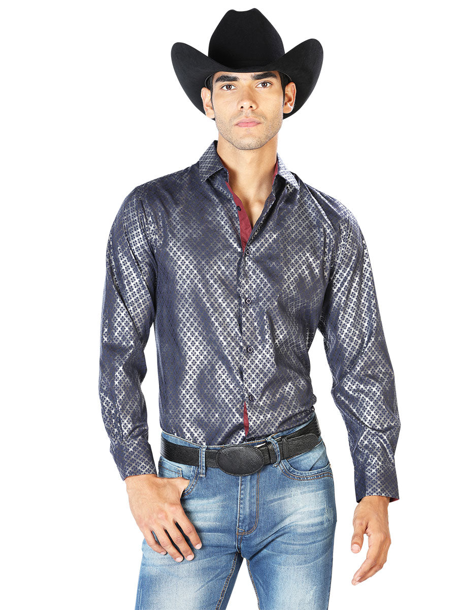 Camisa Casual Manga Larga El Señor De Los Cielos Wh-006 97% Poliéster 3% Elastano Marino 43573