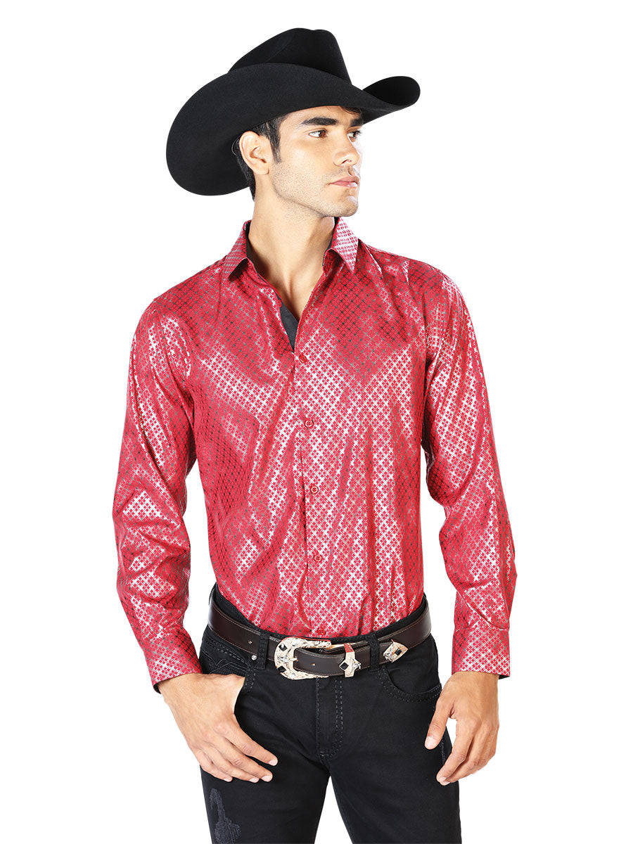 Rojo Casual Manga Larga Vaquero Vaquero Camisa 43574
