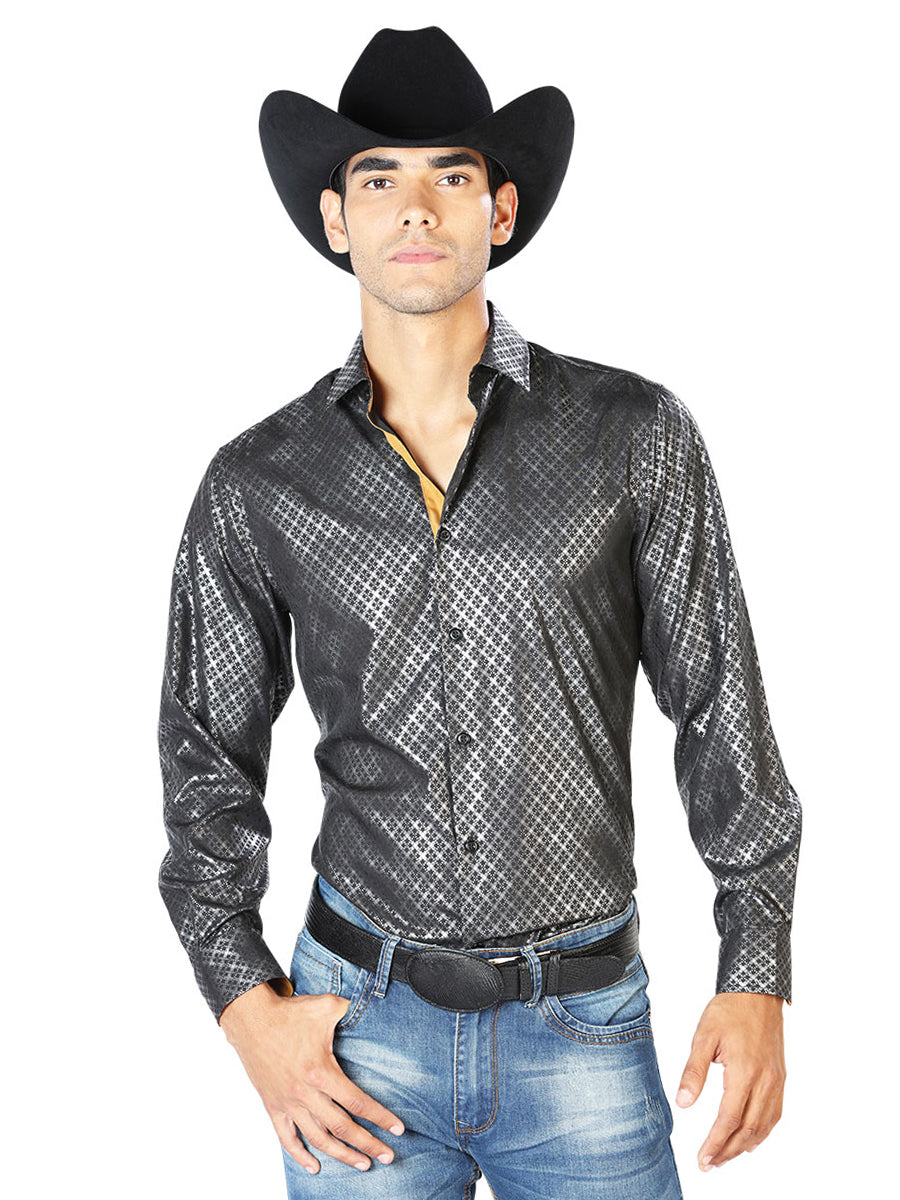 Camisa Casual Manga L El Señor De Los Cielos Wh-006 97% Poliester 3% Elastano Negro 43576