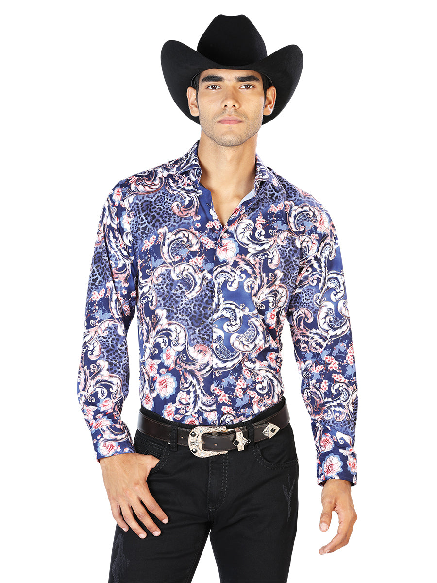 Camisa Casual Manga Larga El Señor De Los Cielos Wh-149 97% Poliéster 3% Elastano Azul Marino 43577