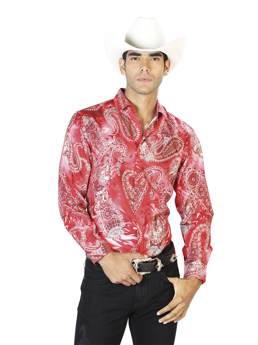 Rojo Casual Manga Larga Camisa 43578