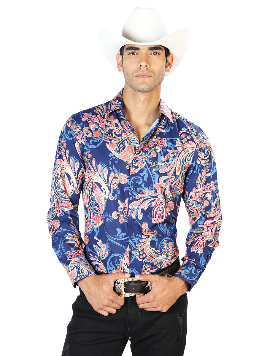 Camisa Casual Manga Larga El Señor De Los Cielos Wh-138 97% Poliéster 3% Elastano Azul 43579