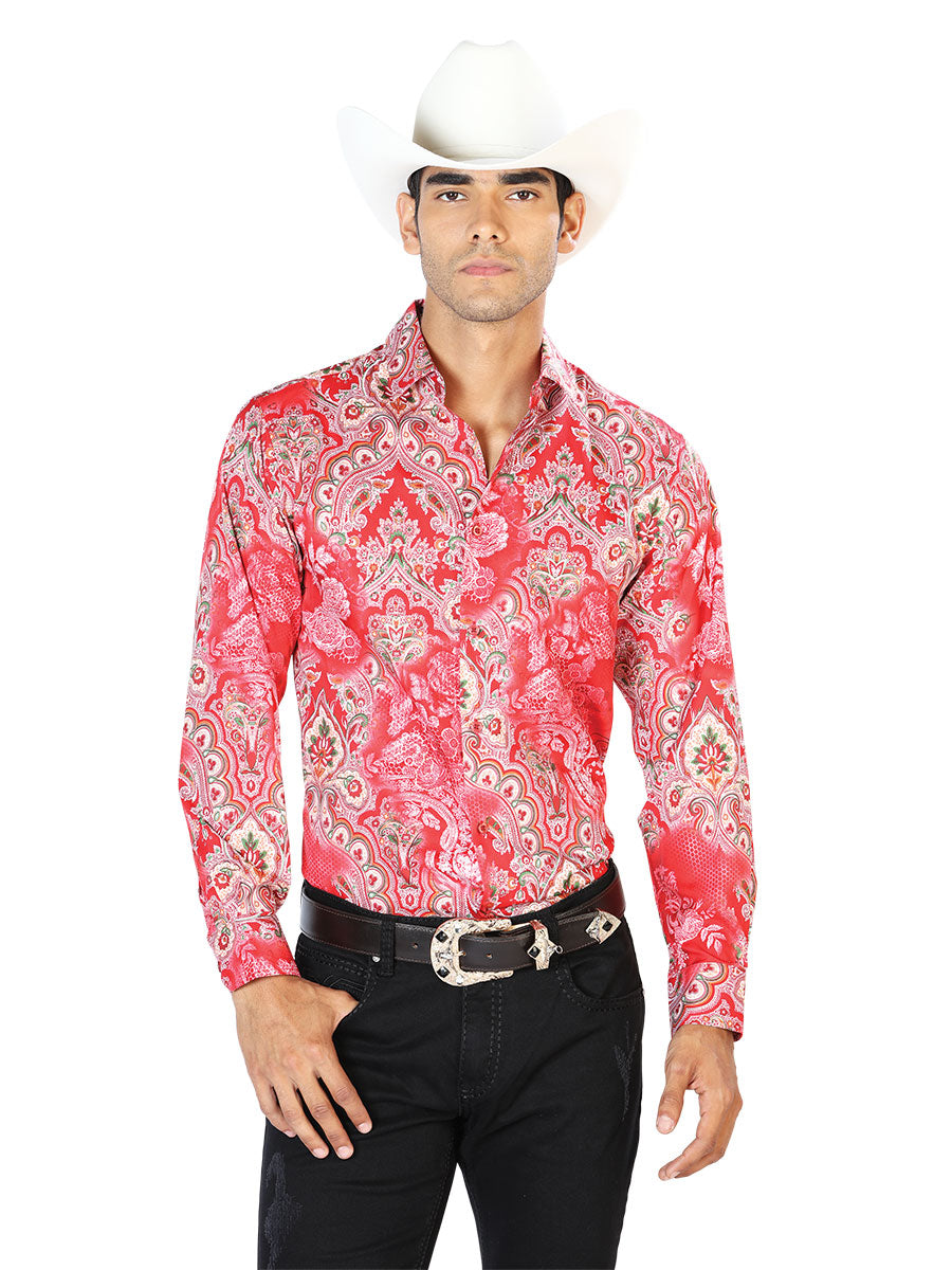 Rojo Casual Manga Larga Camisa 43581
