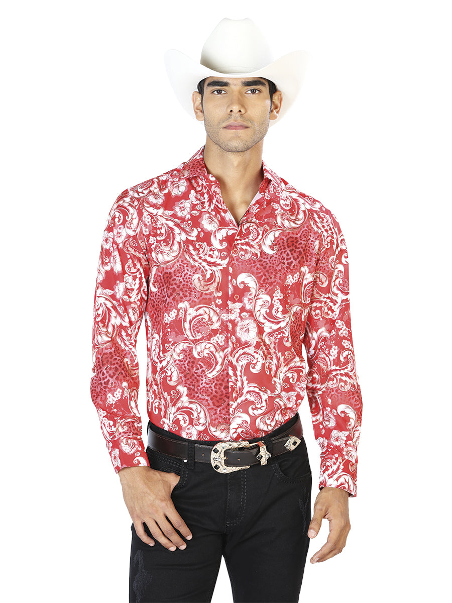 Rojo Casual Manga Larga Camisa 43583