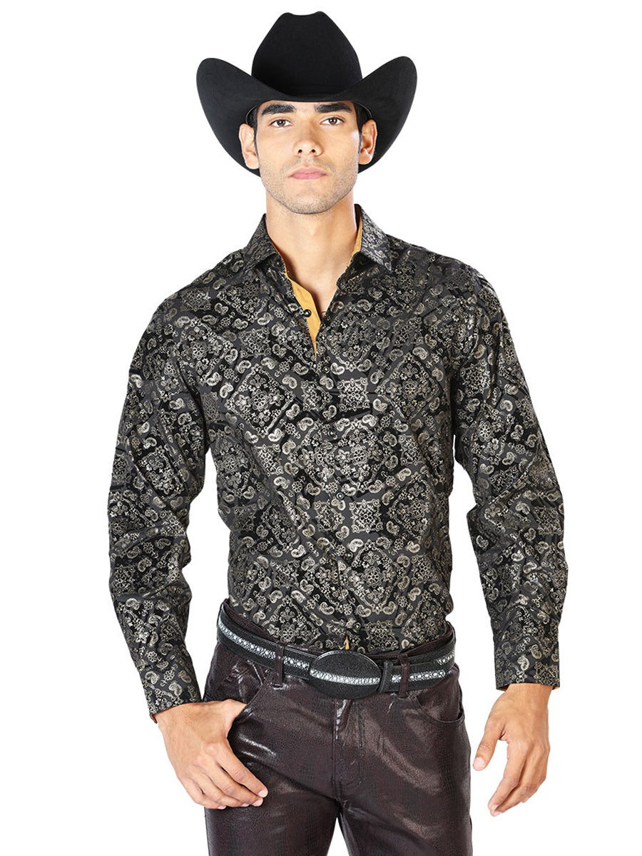 Camisa Casual Manga L El Señor De Los Cielos Wh-012 97% Poliester 3% Elastano Negro 43600