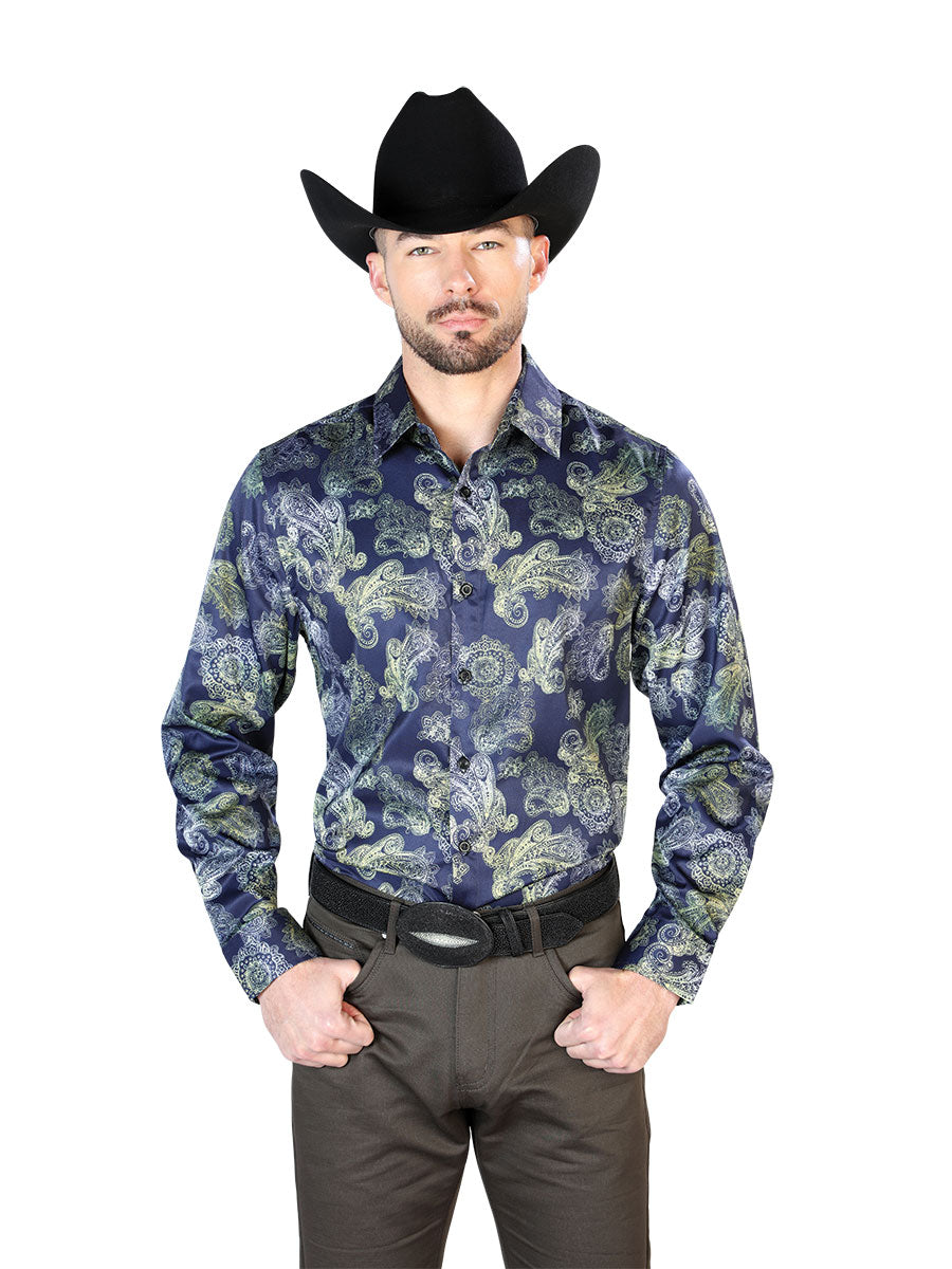 Camisa Casual Manga Larga El Señor De Los Cielos 97%Poliéster 3%Lycra Azul 43666