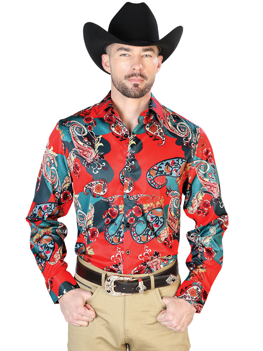Camisa Casual Manga Larga El Señor De Los Cielos 97%Poliéster 3%Lycra Rojo 43668