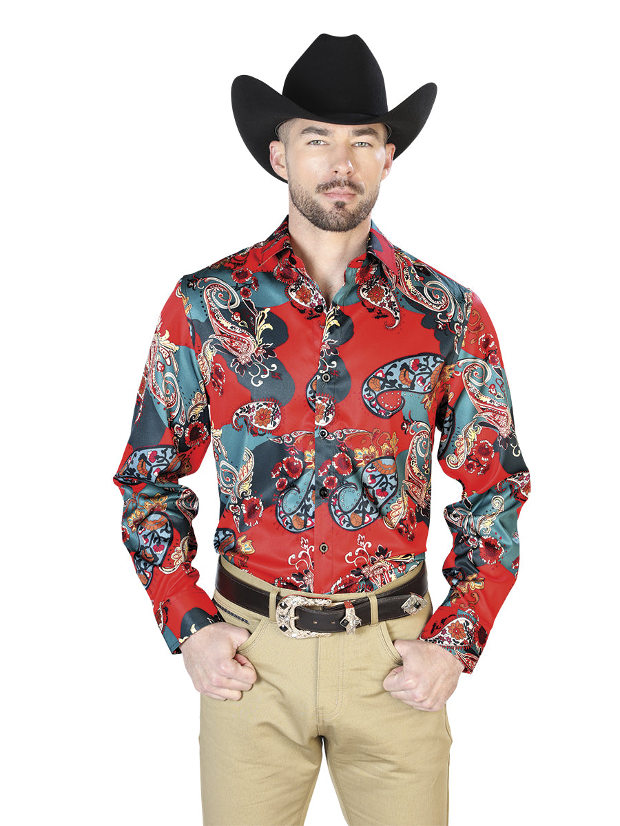 Rojo Casual Manga Larga Camisa 43668