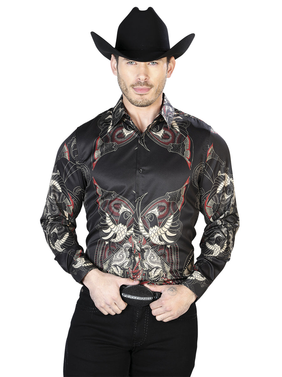 Camisa Casual Manga Larga El Señor De Los Cielos 97%Poliéster 3%Lycra Negro 43669