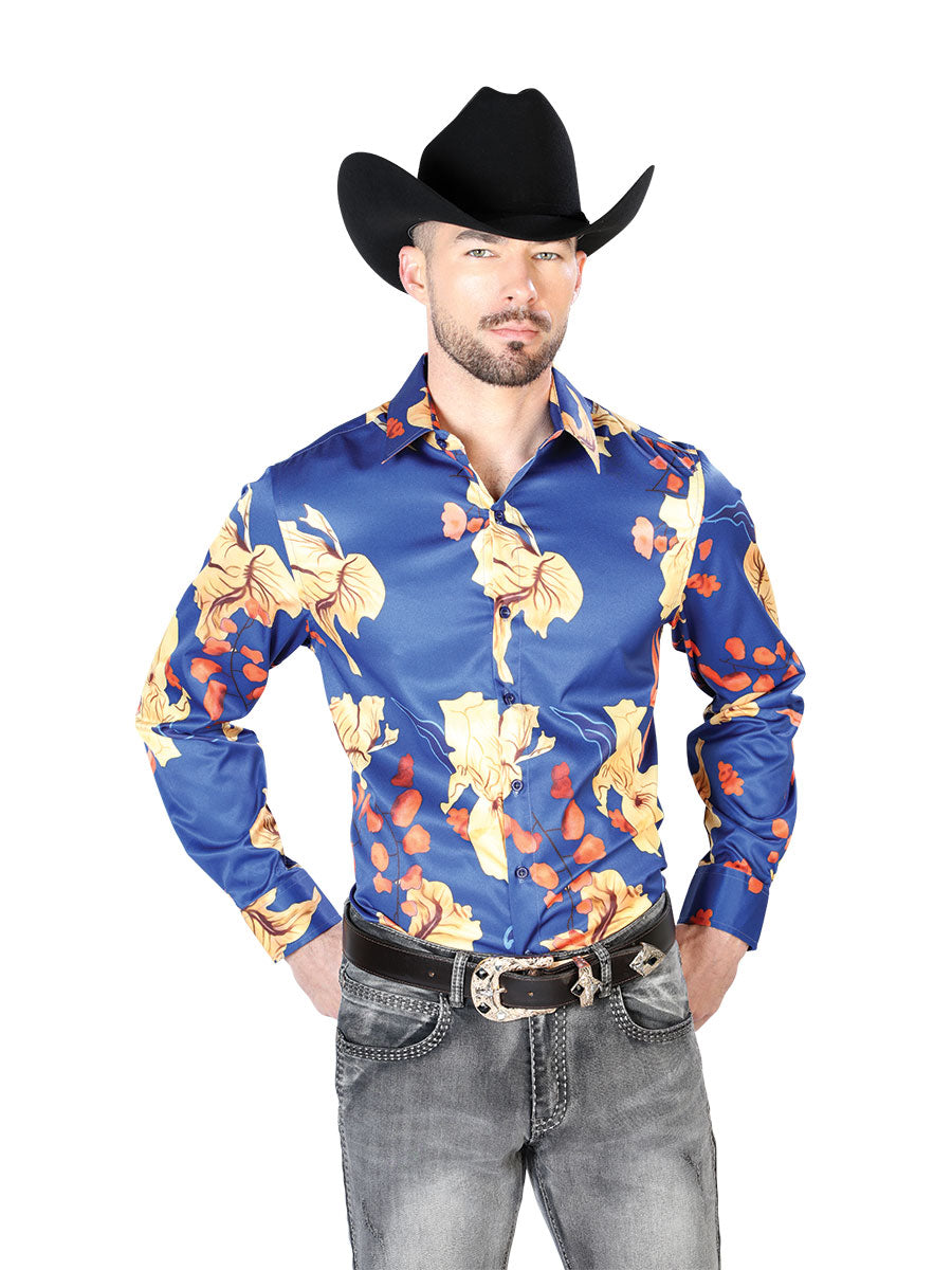 Camisa Casual Manga Larga El Señor De Los Cielos 97%Poliéster 3%Lycra Azul 43676