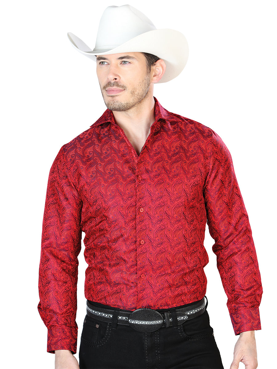 Camisa Casual Manga Larga El Señor De Los Cielos 2108037 100% Microfibra (Poliéster) Rojo 43709
