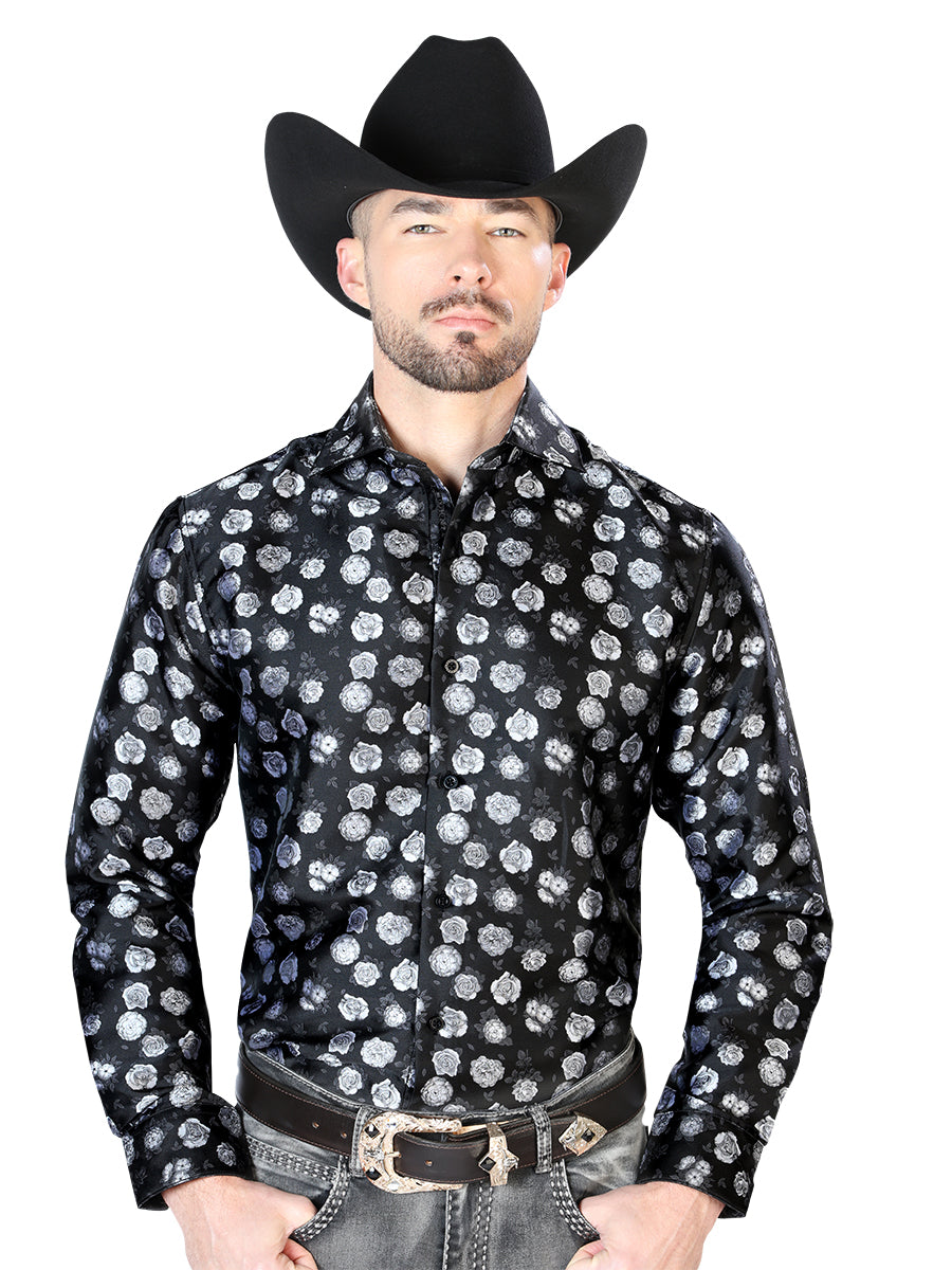 Camisa Casual Manga Larga El Señor De Los Cielos 210838 100% Microfibra (poliéster) Negro/blanco Prim 43710