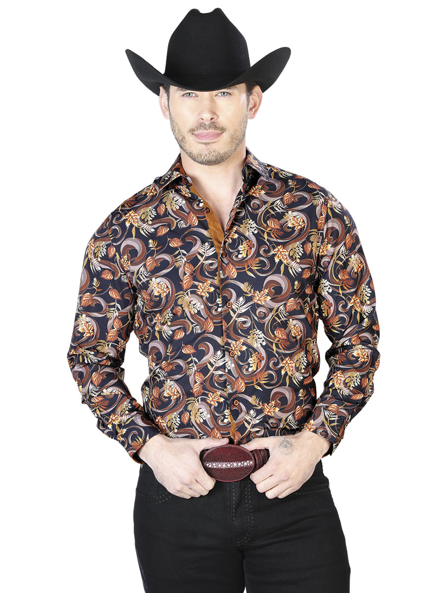 Camisa Casual Manga Larga El Señor De Los Cielos 720045 95% Poliéster 5% Elastano Negro/Oro 43719