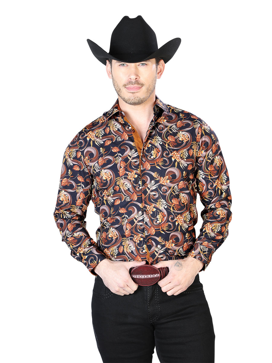 Camisa Casual Manga Larga El Señor De Los Cielos 720045 95% Poliéster 5% Elastano Negro/Oro 43719