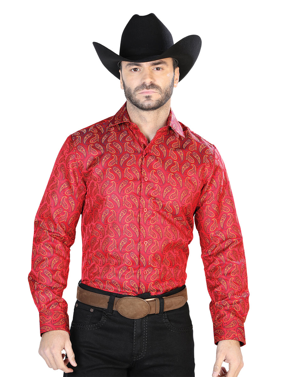 Camisa Casual L/ Manga El Señor De Los Cielos 2108003 100% Microfibra (Poliéster) Malva/Estmpado 43741