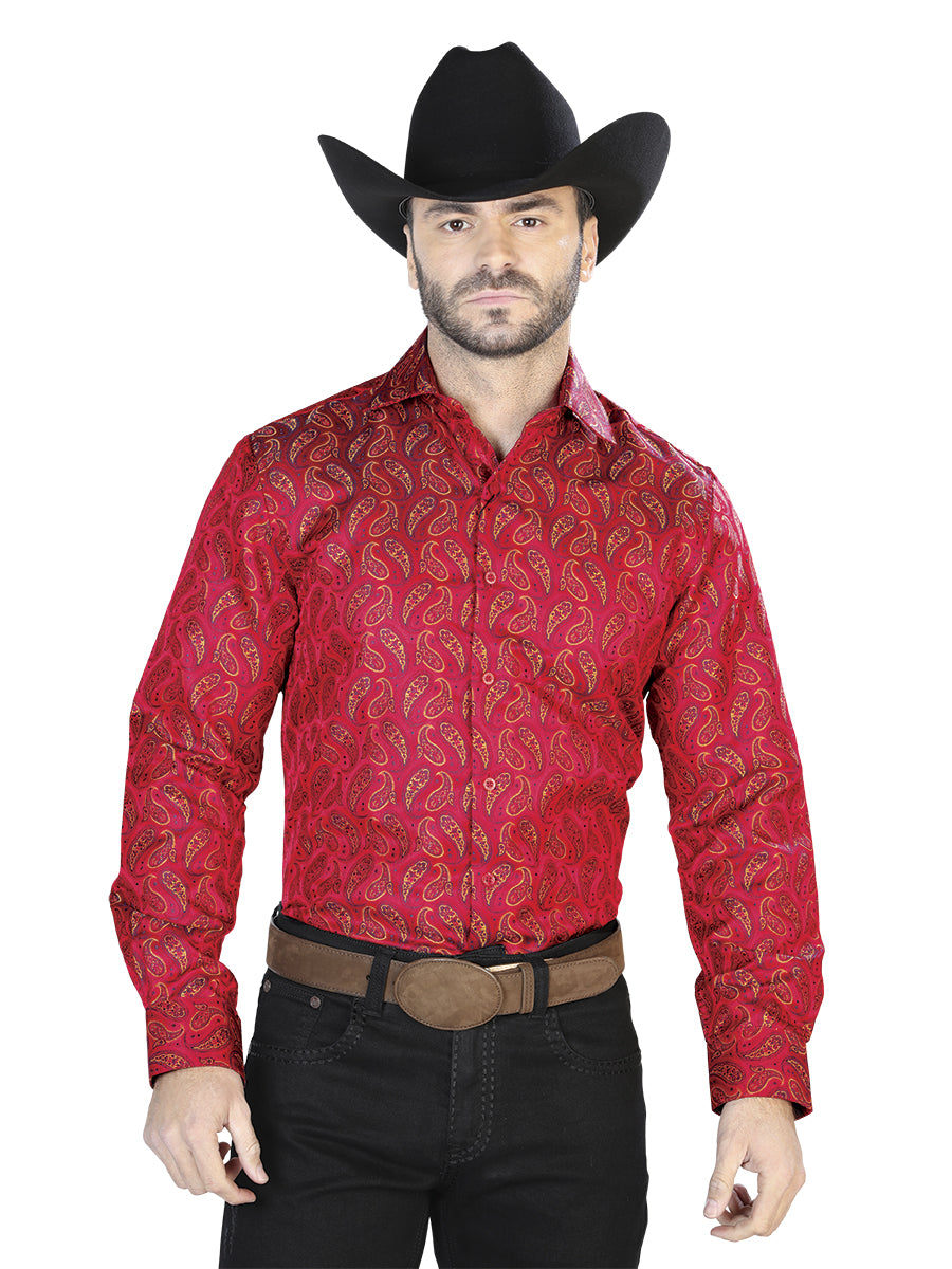 Camisa Casual L/ Manga El Señor De Los Cielos 2108003 100% Microfibra (Poliéster) Malva/Estmpado 43741