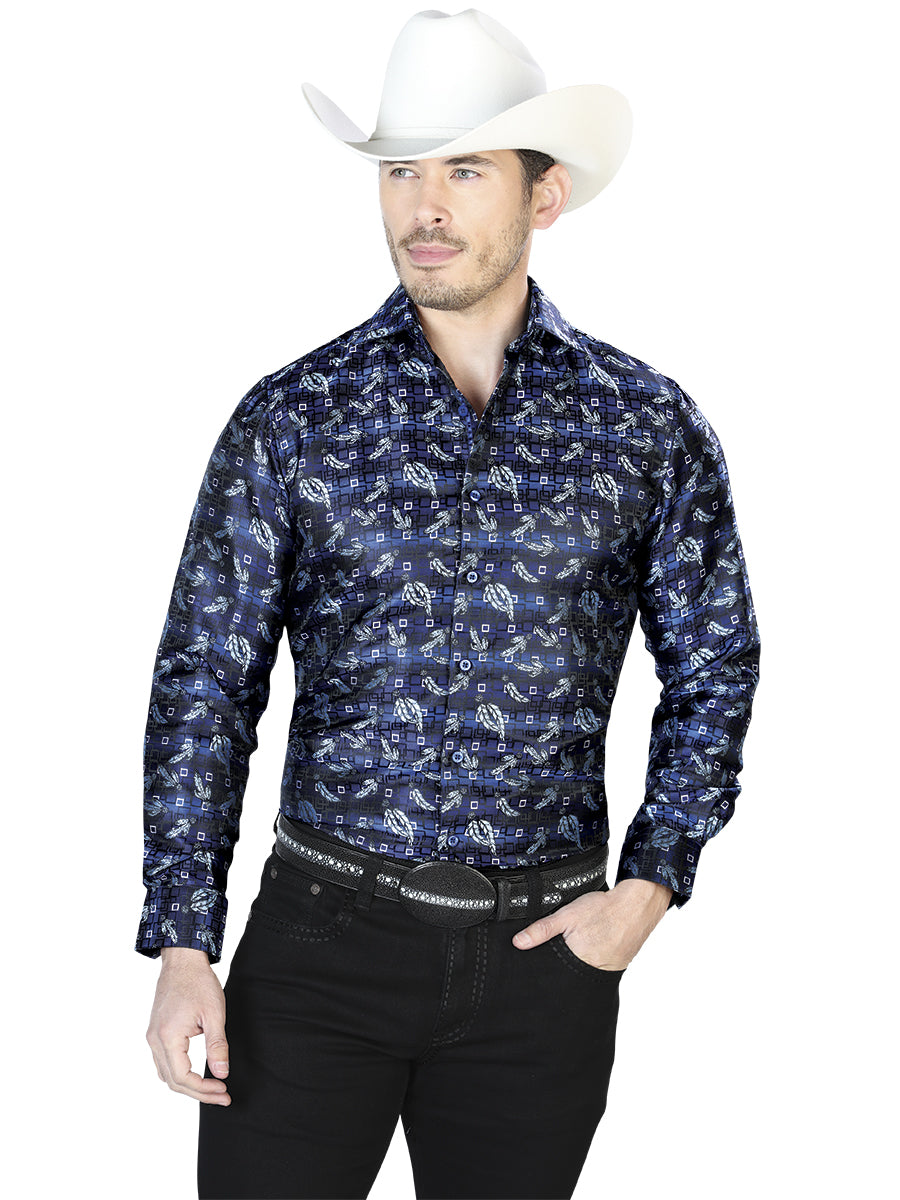 Camisa Casual Manga L El Señor De Los Cielos 2108009 100% Microfibra (Poliéster) Azul 43747