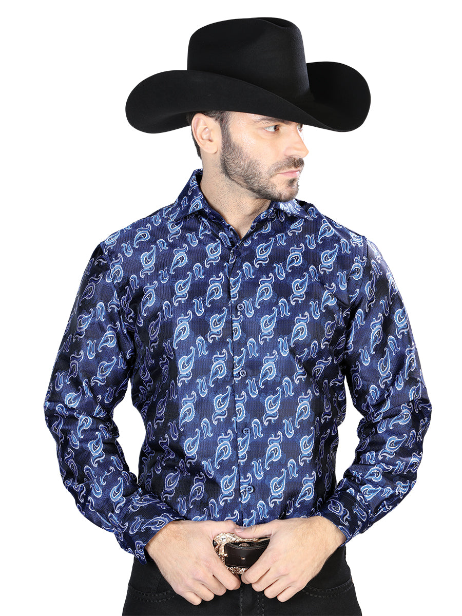 Casual Camisa L/ Manga El Señor De Los Cielos 2108017 100% Microfiber (Poliéster) Azul 43755