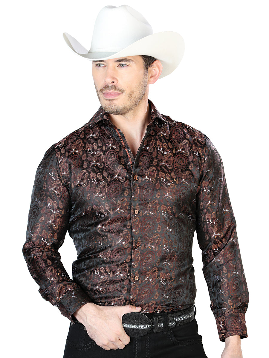 Camisa Casual Manga L El Señor De Los Cielos 2108025 100% Microfibra (poliéster) Negro/marrón 43763