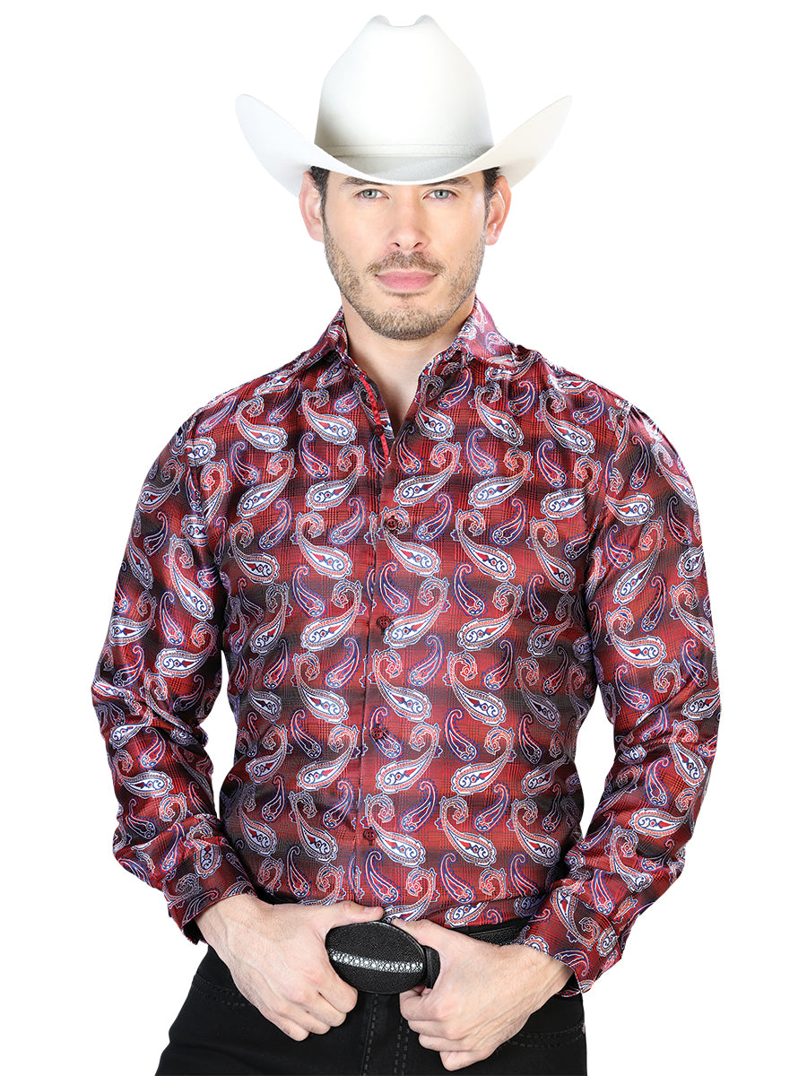Camisa Casual Manga Larga El Señor De Los Cielos 2108028 100% Microfiber (Poliéster) Rojo/Azul 43766