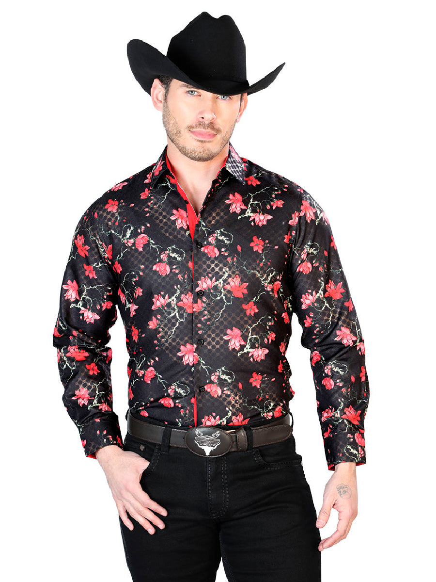 Camisa Casual Manga L El Señor De Los Cielos Wh7-035 100% Poliéster Negro 43810