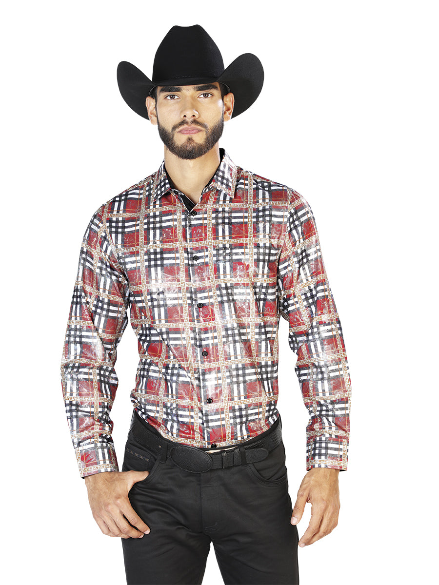 Rojo Checker Casual Manga Larga Camisa 43816